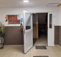 AstonReal:  predaj 2-izbový byt 54 m2, Poprad - Západ, Komenského - Vstupná chodba v budove, interiér 2-izbového bytu so sochou a dekoráciami.