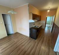 REZERVOVANÉ: 3 izb. byt 91 m2 s balkónom na Uhlisku, 3/4 posch. - Kuchyňa a jedálenský kút v 3-izbovom byte s podlahou s dreveným dekorom.