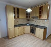 PRENÁJOM - 1 izbový byt v Šali na prenájom  - Kuchynská linka v 1-izbovom byte s dlažbou a podlahou s dreveným dekorom.
