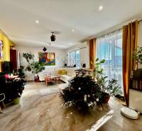 ,Predaj 4 izbový byt, 99 m2 + 30 m2 terasa,3 x parkovanie, BA II - Obývacia izba so sedacou súpravou, dekoračnými rastlinami a vianočným stromčekom, 4-izbový byt.