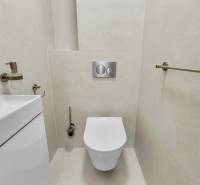 I Na predaj zrekonštruovaný 4i byt v Ružinove, Miletičova - Kúpeľňa v 4-izbovom byte so závesným WC a malým umývadlom.