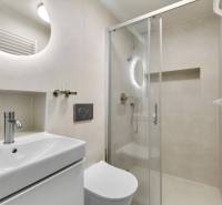 I Na predaj zrekonštruovaný 4i byt v Ružinove, Miletičova - Kúpeľňa so sprchovým kútom v 4-izbovom byte, umývadlom a toaletou.