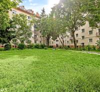 I Na predaj zrekonštruovaný 4i byt v Ružinove, Miletičova - Zeleň pred bytovými domami na Miletičovej ulici v Bratislave - Ružinove.