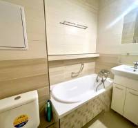 Predáj 1i čiastočne zrekonštruovaný byt s loggiou - Kúpeľňa s vaňou, umývadlom a toaletou v 1-izbovom byte.