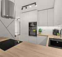 ROVINKA-Prenájom modernej, zariadenej novostavby 4 izbového rod.domu - Kuchyňa v 4-izbovom byte, s podlahou s dreveným dekorom a moderným kuchynským vybavením.