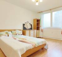 | 2-izbový byt 68m2, Štvrť SNP | Trenčianske Teplice  - Spálňa v 2-izbovom byte s posteľou, nábytkom a podlahou s dreveným dekorom.