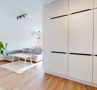 | Exkluzívny 4-izbový byt s obrovskou terasou | Stupava - Obývacia izba so sedačkou, rastlinou a podlahou s dreveným dekorom v 4-izbovom byte.