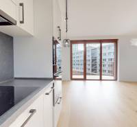 | Prémiové bývanie v ZWIRNe I Pekný 2i byt I  - Kuchyňa s varnou doskou, podlahou s dreveným dekorom a veľkým oknom v 2-izbovom byte.