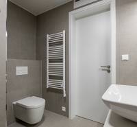 REZERVOVANÉ I METROPOLIS I Luxusný 1i byt I Staré Mesto - Kúpeľňa v 1-izbovom byte s toaletou, umývadlom a rebríkovým radiátorom.