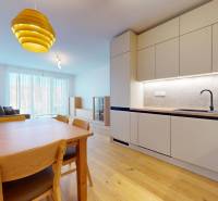 | Prémiové bývanie v ZWIRNe I Pekný zariadený 2i byt I  - Kuchyňa s jedálenským stolom v 2-izbovom byte s podlahou s dreveným dekorom.