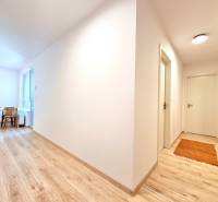 Pekný a moderný 3-izbový byt I Arboria Trnava - Chodba v 3-izbovom byte s podlahou s dreveným dekorom a jedálenským kútom.