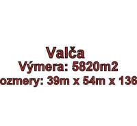 VALČA pozemok s výmerou 5800 m2,  okr. Martin  - Valča, výmera 5820 m², rozmery 39m x 54m x 136m, ideálne pre rekreačné pozemky.