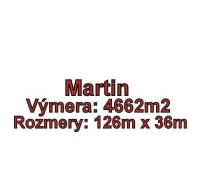 MARTIN- Záturčie pozemok na developerské a komerčné účely 4662 m2 - Obrázok ponúka informácie o pozemku v Martine, výmera 4662 m², rozmer 126x36 m.