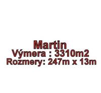 MARTIN-Záturčie pozemok o výmere 3310m2 na stavebné účely - Pozemok v Martine, výmera 3310 m², rozmery 247x13 m, vhodný na bývanie.
