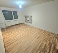 3 izbový byt Bánovce nad Bebravou / SEVER / ČIASTOČNÁ REKONŠTRUKCIA - Obývacia izba s podlahou s dreveným dekorom a oknom v 3-izbovom byte.