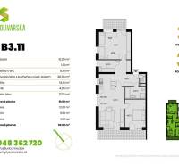 NADŠTANDARDNÝ 3-IZBOVÝ BYT NA PRENÁJOM | Byty Solivarská, Prešov - Pôdorys 3-izbového bytu s terasou a úložnými priestormi, byt B3.11.