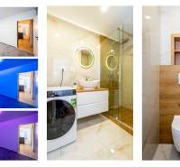 PRENÁJOM | 3i byt v centre Prešova | ZARIADENÝ - Interiér 3-izbového bytu s kobercom, kúpeľňou s práčkou a toaletou s dreveným dekorom.