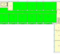 Prenájom kancelárskych priestorov 355 m2 ul. Stará Vajnorská - Pôdorys kancelárií s označením izieb na Starej Vajnorskej v Bratislave - Nové Mesto.