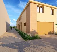 PREDPREDAJ – 3-izbový tehlový mezonet s garážou a pozemkom | Topoľčian - Vizualizácia ulice Litoměřická v Topoľčiankach s radovou zástavbou domov.