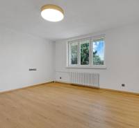 ,Prenájom moderný 3 izb. dom, Sološnícka ul,124 m2, Karlova Ves - Izba rodinného domu s bielymi stenami, podlahou s dreveným dekorom a oknom s výhľadom.