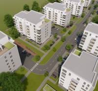 1i - 2i - 3i BYTY V NOVOSTAVBE | NITRA - MLYNARCE - Vizualizácia obytných budov na Kmeťovej ulici v Nitre s okolitými zelenými plochami.