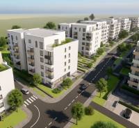 1i - 2i - 3i BYTY V NOVOSTAVBE | NITRA - MLYNARCE - Vizualizácia bytového komplexu na Kmeťovej ulici v Nitre, obklopená zeleňou.