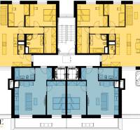 1i - 2i - 3i BYTY V NOVOSTAVBE | NITRA - MLYNARCE - Pôdorys poschodia budovy, zobrazujúci dispozíciu bytových jednotiek s terasami.