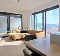 LUXUSNÝ 3i byt,PARKING,CHLADENIE,TERASA,Grand Koliba, Frankovská ulica - Obývačka s pohodlnou sedačkou v 3-izbovom byte, s výhľadom na krajinu.