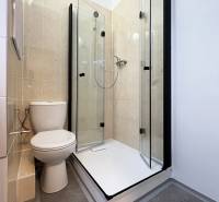 Bez provízie | Na prenájom dizajnové štúdio v Ružinove - Kúpeľňa s WC a sprchovacím kútom v garsónke.
