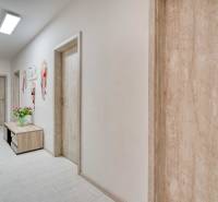 Unikátna 4i NOVOSTAVBA, Špačince 740m² pozemok len pár minút od Trnavy - Chodba s podlahou s dreveným dekorom, dekoráciami a skriňou v rodinnom dome.