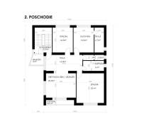 Dvojgeneračný rodinný dom s potenciálom | 2 bytové jednotky, TV - Pôdorys druhého podlažia rodinného domu s dvoma spálňami a halou.