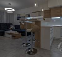 ŠPIČKOVO KOMPLETNE ZARIADENÝ 2-izb. byt bez kompromisov - Útulná obývačka v 2-izbovom byte s kuchynským kútom a štýlovým osvetlením.