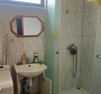 Predaj 4 izbový rodinný dom Šulekovo  - Kúpeľňa v rodinnom dome so sprchovacím kútom, umývadlom a práčkou.