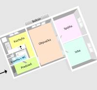 Kompletne zrekonštruovaný 3-izbový byt s balkónom – Rimavská Sobota - Pôdorys 3-izbového bytu s kuchyňou, kúpeľňou a balkónom.