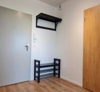 Zariadený 2-izb. byt v novostavbe v Ružinove - Ovocné sady - Vstupná predsieň s vešiakom v 2-izbovom byte. Drevený dekor podlahy.