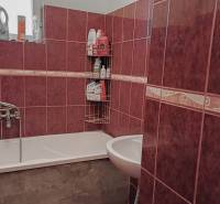 Rodinný dom, Maďarsko, obec Vizsoly - Kúpeľňa so sprchovacím kútom, vyložená červenými obkladačkami, v rodinnom dome.