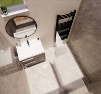 NA PREDAJ DVOJDOM (2× 3-IZBOVÉ DOMY), ZEMIANSKÁ OLČA - Kúpeľňa v rodinnom dome s oknom, umývadlom a čiernym radiátorom.