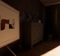 NA PREDAJ DVOJDOM (2× 3-IZBOVÉ DOMY), ZEMIANSKÁ OLČA - Interiér rodinného domu s umením na stene a podlahou s dreveným dekorom.