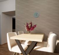 NA PREDAJ DVOJDOM (2× 3-IZBOVÉ DOMY), ZEMIANSKÁ OLČA - Jedálenský stôl s vázou kvetín v Rodinnom dome, podlaha s dreveným dekorom.