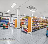 NA PRENÁJOM OBCHODNÝ PRIESTOR V DUNAJSKEJ STREDE - Obchodné priestory s regálmi a výrobkami, podlaha s dreveným dekorom.