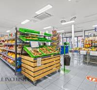 NA PRENÁJOM OBCHODNÝ PRIESTOR V DUNAJSKEJ STREDE - Interiér obchodných priestorov s ovocím, zeleninou a regálmi plnými rôznych produktov.