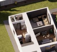 NA PREDAJ 3-IZBOVÝ RD (ČASŤ DVOJDOMU), ZEMIANSKA OLČA - Podlahy s dreveným dekorom v interiéri rodinného domu a záhrada v Zemianskej Olči.