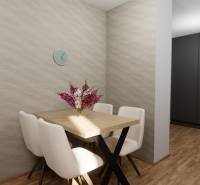 NA PREDAJ 3-IZBOVÝ RD (ČASŤ DVOJDOMU), ZEMIANSKA OLČA - Jedálenský kút s dreveným stolom a stoličkami v Rodinnom dome, dekorované kvetmi.