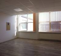 MASARYKOVA: Nebytové priestory 30 m2 - 3.posch., VÝŤAH, parkovanie - Interiér kancelárie s podlahou s dreveným dekorom, veľké okná a radiátor.