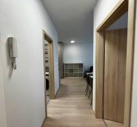 PRENÁJOM NOVOSTAVBA 2 izb.byt, BALKÓN, PARKOVACIE MIESTO, BIELY KOSTOL - Chodba v 2-izbovom byte s podlahou s dreveným dekorom a jednoduchým interiérom.
