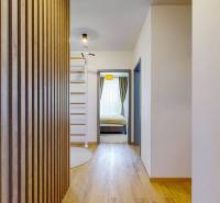 PREDAJ, 3izb. zariadený byt, novostavba Zelená stráň, Košická Nová Ves - Chodba 3-izbového bytu s podlahou s dreveným dekorom a rebríkom na stenu.