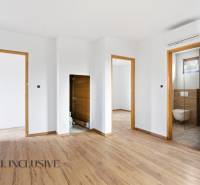 NA PREDAJ 4-IZBOVÉ RD – REZIDENČNÝ PROJEKT, GABČÍKOVO - Interiér rodinného domu s podlahou s dreveným dekorom, viditeľné sú dvere do kúpeľne.