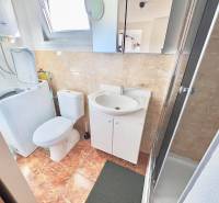 ZĽAVA - 3 IZBOVÝ RODINNÝ DOM, BLÍZKO CENTRA DUN.STREDY - Kúpeľňa v rodinnom dome so sprchovým kútom, práčkou a umývadlom s úložnou skrinkou.