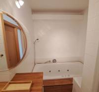 Prenájom pekného a priestranného 4-izbového bytu vo Svite - Kúpeľňa so zrkadlom a vaňou v 4-izbovom byte; použitie dreveného dekoru.