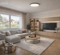 NA PREDAJ 5 izbový rodinný dom s veľkou záhradou v obci Iža - Obývačka v rodinnom dome s pohodlnou sedacou súpravou a podlahou s dreveným dekorom.